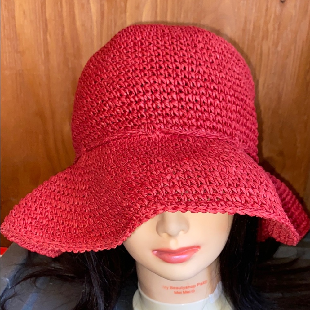 Red Crochet Sun Hat - Women’s Summer Beach Hat